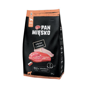 PAN MIĘSKO Cielęcina z Indykiem XL - sucha karma dla psa - 20 kg