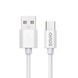 SAVIO KABEL USB-A – USB-C, 3 M, BIAŁY, CL-168