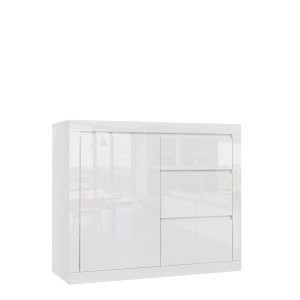 Komoda 1D3S 107x90x40 SPARKLE cała w białym połysku