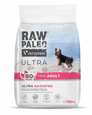 RAW PALEO Ultra Pork Mini Adult - sucha karma dla psa - 750g