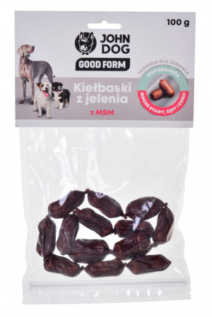 John Dog Kiełbaski mocne stawy zęby i kości Jeleń & MSM 100g