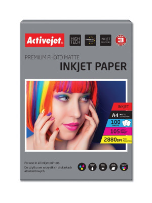 Papier fotograficzny matowy Activejet AP4-105M100; A4; 100 szt.