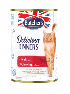 BUTCHER'S Delicious Dinners Kawałki z wołowiną w galaretce - mokra karma dla kota - 400 g