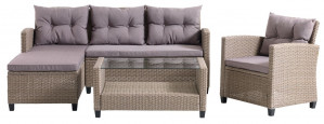Zestaw MORA 4 (sofa nar.+stolik+fotel) naturalny