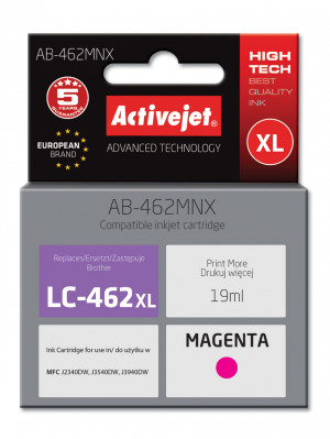 Activejet AB-462MNX Tusz do drukarki Brother, Zamiennik Brother LC-462XLM; Supreme; 19 ml; purpuowy.