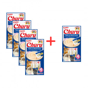 INABA Churu Tuńczyk z wołowiną - przysmak dla kota - 4x(4x14 g) + GRATIS!