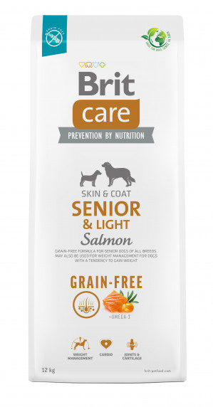 BRIT Care Grain-Free Senior & Light Salmon – sucha karma dla psa - 12 kg