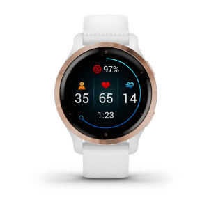 Zegarek Garmin Venu 2S (40 mm) Rose Gold Stainless Steel Bezel / White Case / Silicone Band