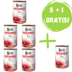 BRIT PATÉ & MEAT z wołowiną - mokra karma dla psa - 5x400g + 400g GRATIS!