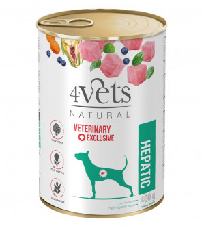 4VETS Natural Hepatic Dog - mokra karma dla psa - 400 g
