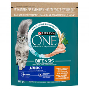 PURINA One Bifensis Senior 7+ Bogata w Kurczaka i Pełne Ziarna - sucha karma dla kota - 800 g