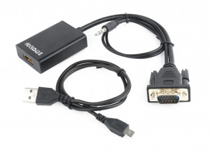 Gembird adapter vga -> hdmi z audio, czarny, 0.15m a-vga-hdmi-01