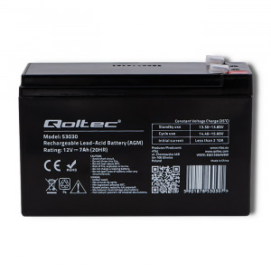 QOLTEC AKUMULATOR ŻELOWY 12V | 9AH | MAX.90A | AGM