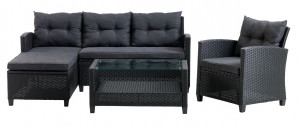 Zestaw MORA 4 (sofa nar.+stolik+fotel) czarny