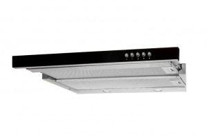 Okap teleskopowy AKPO WK-7 LIGHT GLASS 50 INOX CZARNY (500mm; kolor inox, front czarne szkło)