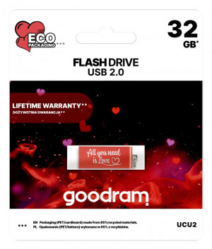 GOODRAM FLASHDRIVE 32GB UCU2 RED USB 2.0 VALENTINE