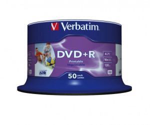 Dvd+r verbatim azo 4.7gb 16x wide printable non-id sp 50szt 43512