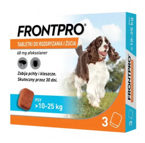 FRONTPRO Tabletki na pchły i kleszcze dla psa (>10-25 kg) - 3x 68mg