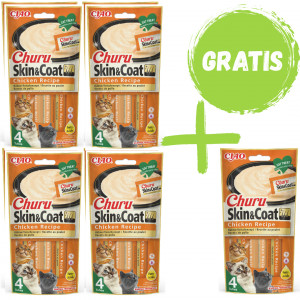 INABA Cat Churu Skin&Coat Chicken - przysmak dla kota - 4x(4x14g) + GRATIS