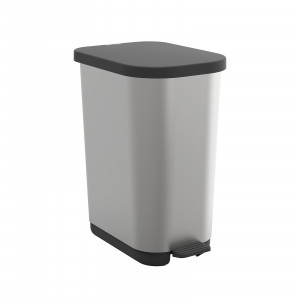 ROTHO Ribo Srebrny - kosz na śmieci z pedałem - 35l