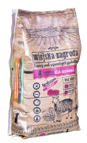 WIEJSKA ZAGRODA jagnięcina ze szpinakiem - sucha karma dla szczeniąt - 2 kg