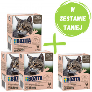 BOZITA Mięsne kawałki z wątróbką w galaretce 4x370g
