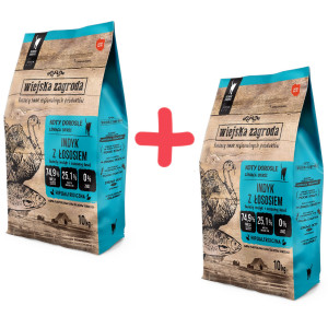 WIEJSKA ZAGRODA Indyk z łososiem - sucha karma dla kota - 2x10kg