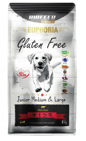 BIOFEED Euphoria Gluten Free Junior medium & large Wołowina - sucha karma dla psa - 2 kg
