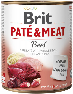 BRIT PATÉ & MEAT z Wołowiną - mokra karma dla psa - puszka - 800 g