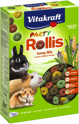 VITAKRAFT Party Rollis Funny Mix - przysmak dla gryzoni i królika - 500 g