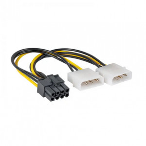 Kabel zasilający Akyga AK-CA-29 ( 2x MOLEX / PCI-E 8pin F-M PVC 0,15m czarno-żółty )