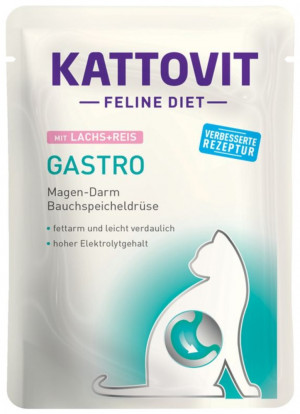 KATTOVIT Feline Diet Gastro Łosoś z ryżem - mokra karma dla kota - 85 g