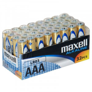 MAXELL Bateria alkaliczna ALKALINE LR03 AAA FOLIA karton zestaw 32 sztuki 1,5V (8 zgrzewek po 4 sztuki)