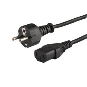 Kabel Savio CL-89 ( IEC C13 - C - F Schuko F-M PVC 1,2m czarny )