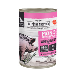 WIEJSKA ZAGRODA Monoproteinowa Wieprzowina - mokra karma dla psa - 400g