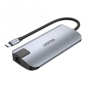 UNITEK HUB USB-C 2X USB-A,HDMI 2.0, RJ-45,PD 100W
