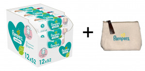 Chusteczki Pampers Sensitive 12x52 + Kosmetyczka