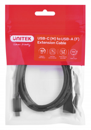 UNITEK KABEL ADAPTER USB-C-USB-A,M/F 10GBPS 60W 1M