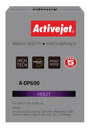 Taśma Activejet A-DP600 do drukarki Citizen, Zamiennik Citizen DP600; Supreme; 3000000 znaków; fioletowy.