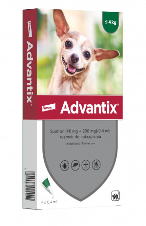 ELANCO Advantix - krople przeciw kleszczom dla psa XS - 4x0,4ml