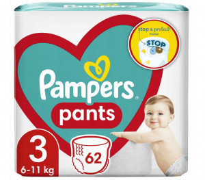 Pampers Pieluchomajtki 6-11kg, rozmiar 3-MIDI, 62szt