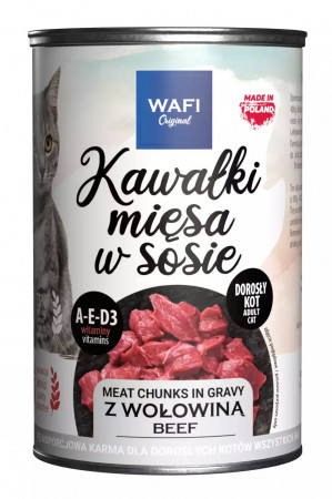 WAFI Puszka kawałki mięsne dla kota z wołowiną 415g