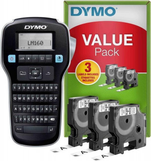 Dymo- drukarka etykiet LM 160 Value Pack+3xS0720530 taśma D1 czarna/biała 12mm