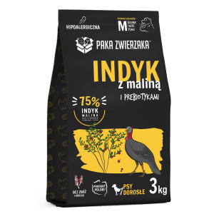 PAKA ZWIERZAKA Indyk z maliną M - sucha karma dla psa - 3kg