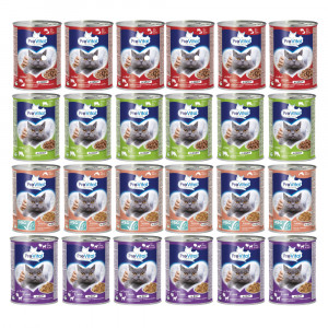 PREVITAL - MIX 4 SMAKÓW - Pełnoporcjowa karma dla dorosłych kotów - 24x415g