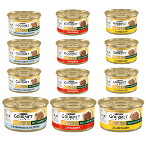 PURINA Gourmet Gold Succulent Delights Mix 3 Smaków - mokra karma dla kota - 12x85 g