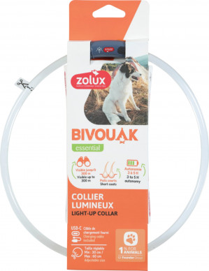 ZOLUX Bivouak LED Silikonowa przezroczysta niebieska - obroża dla psa - 30-60cm