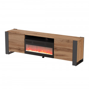 Szafka RTV WOOD z kominkiem 196/40/59,5 dąb wotan + antracyt