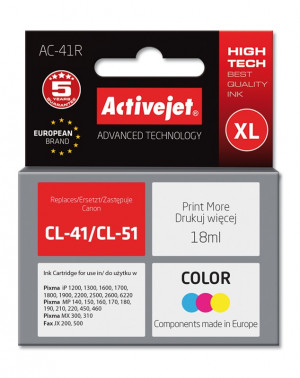 Activejet AC-41R Tusz do drukarki Canon, Zamiennik Canon CL-41; Premium; 18 ml; kolor.