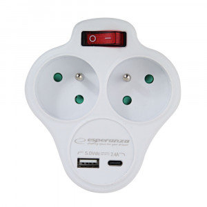 ESPERANZA ROZGAŁĘŹNIK ELEKTR. 2 GN. + USB ELK311W
